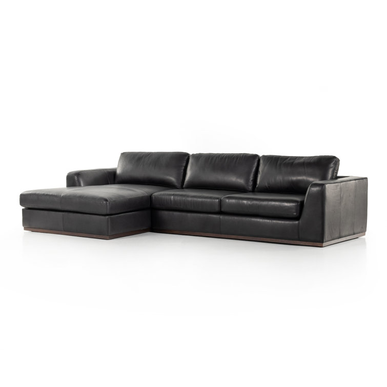Four Hands Centrale 129" Wide Genuine Leather Reversible Sofa & Chaise